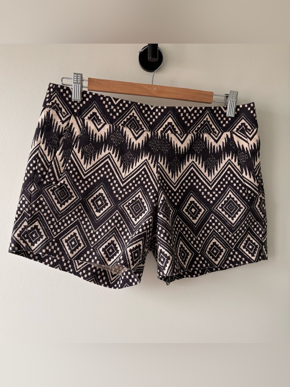 J. Crew Black & Cream Geometric Knit Bermuda Shorts
